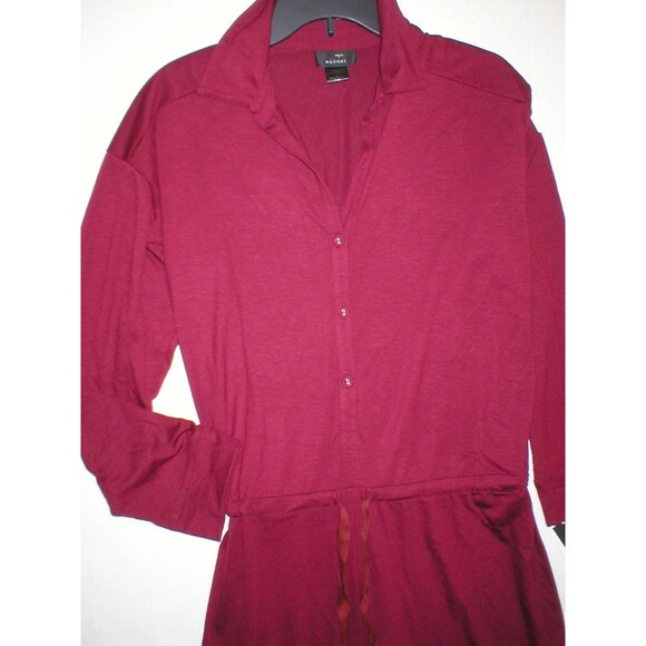 New NWT Designer Natori S Pajamas Lounge PJ Womens Dark Red Jumpsuit One Piece - Picture 2 of 5